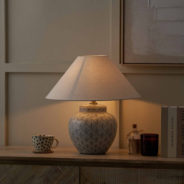 Cressida White Art Deco Fan Ceramic Table Lamp Base