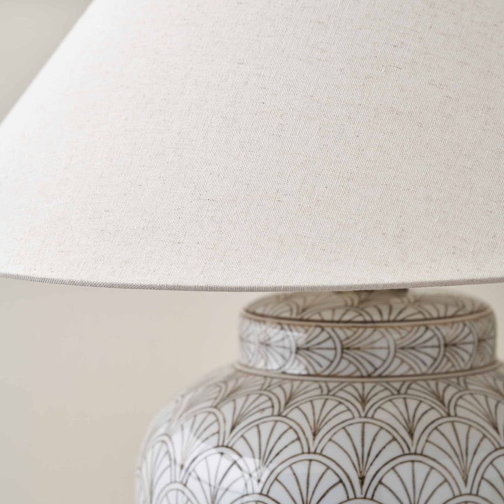 Cressida White Art Deco Fan Ceramic Table Lamp Base