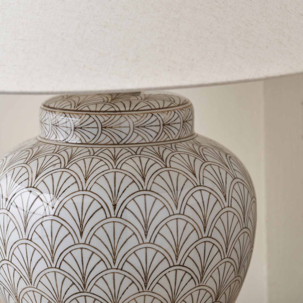 Cressida White Art Deco Fan Ceramic Table Lamp Base