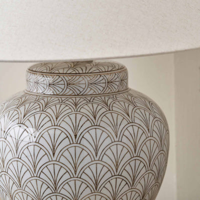 Cressida White Art Deco Fan Ceramic Table Lamp Base