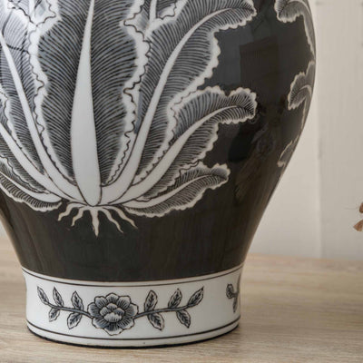 Oria Black and White Feather Ceramic Table Lamp Base