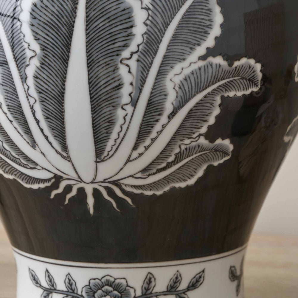 Oria Black and White Feather Ceramic Table Lamp Base