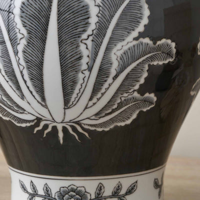 Oria Black and White Feather Ceramic Table Lamp Base