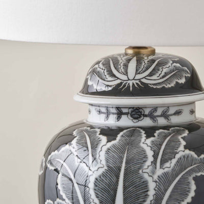 Oria Black and White Feather Ceramic Table Lamp Base