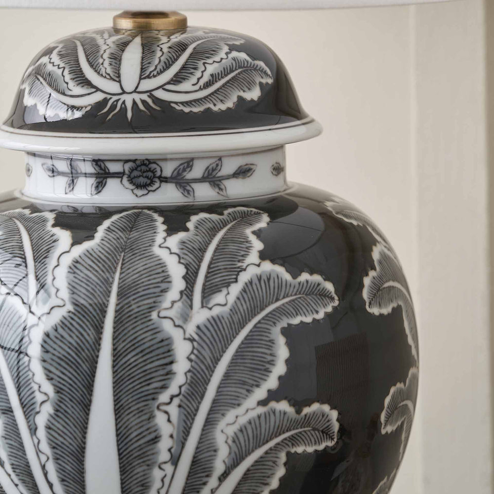 Oria Black and White Feather Ceramic Table Lamp Base