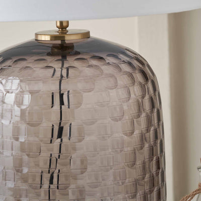 Mirielle Large Smoke Grey Circle Design Handcut Glass Table Lamp Base