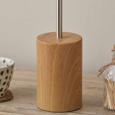 Benton Natural Wood Veneer and Silver Table Lamp