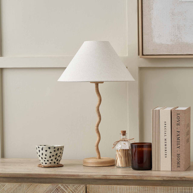 Pulau Rattan Wave Table Lamp Base