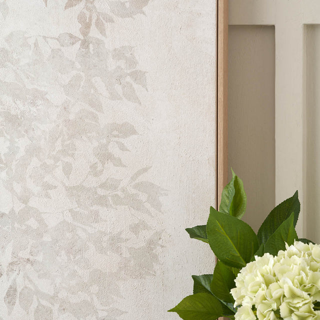 Valea White and Natural Floral Square Canvas with Natural Frame