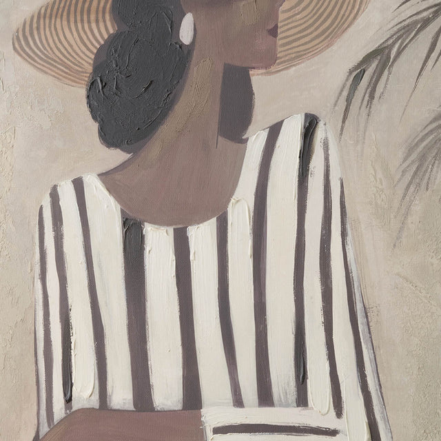 Isadora Striped Dress Lady Design Canvas with Natural Frame