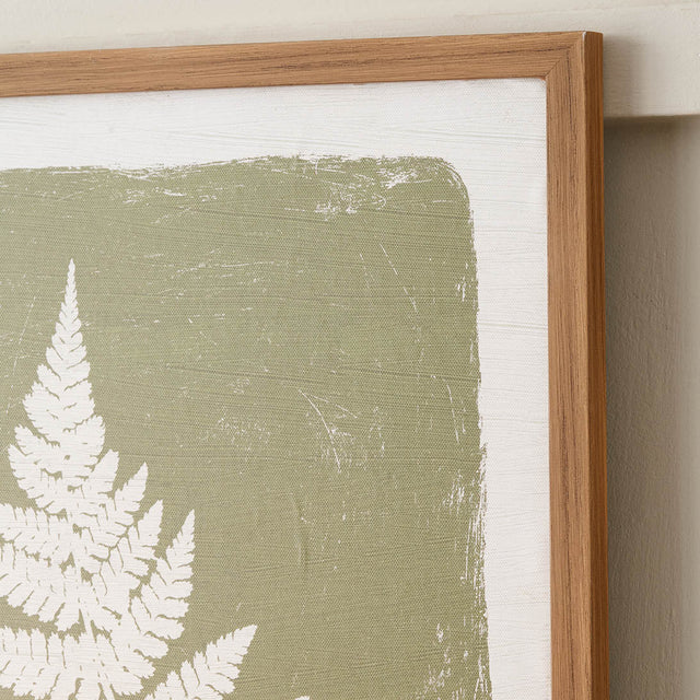 Farnham Green and Natural Fern Canvas with Natural Frames S/2