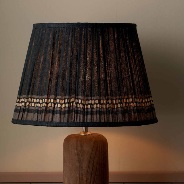 Tamala Black Silk Border Print Mushroom Pleat Tapered Lampshade