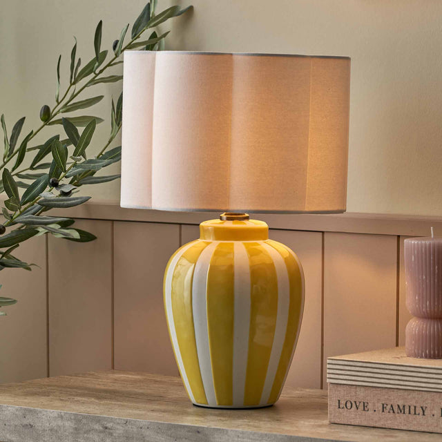 Portia Yellow Striped Ceramic Table Lamp Base