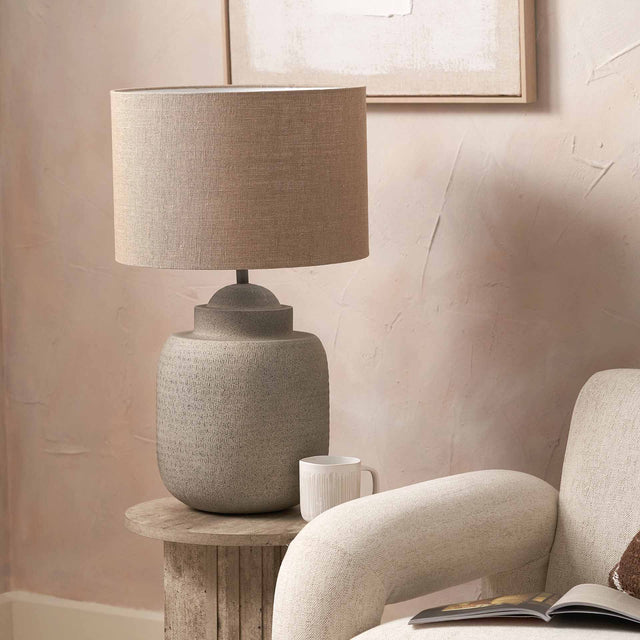 Aarti Stone Grey Hammered Urn Table Lamp Base