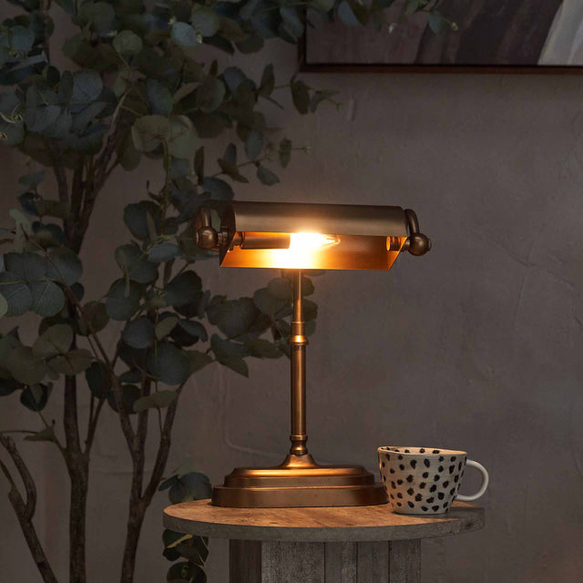 Felix Antique Brass Bankers Table Lamp