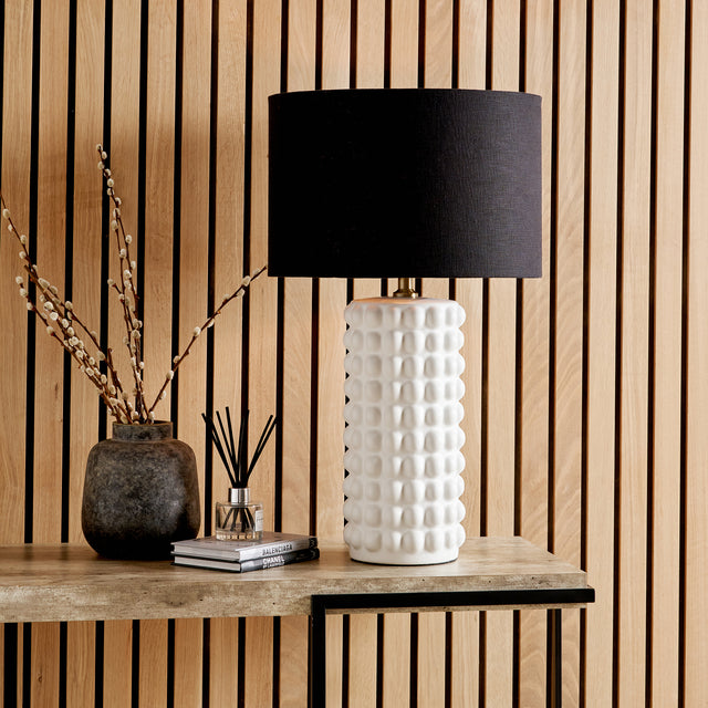 Seraphina White Bobbled Ceramic Tall Lamp Base