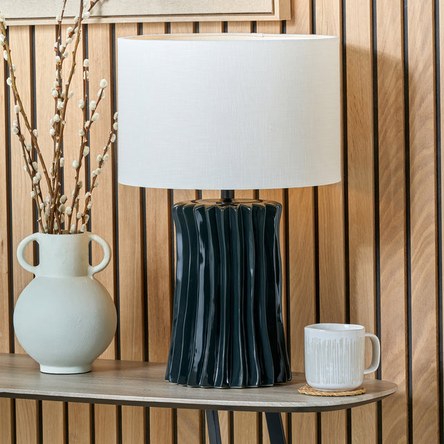 Delia Black Pleated Ceramic Table Lamp Base