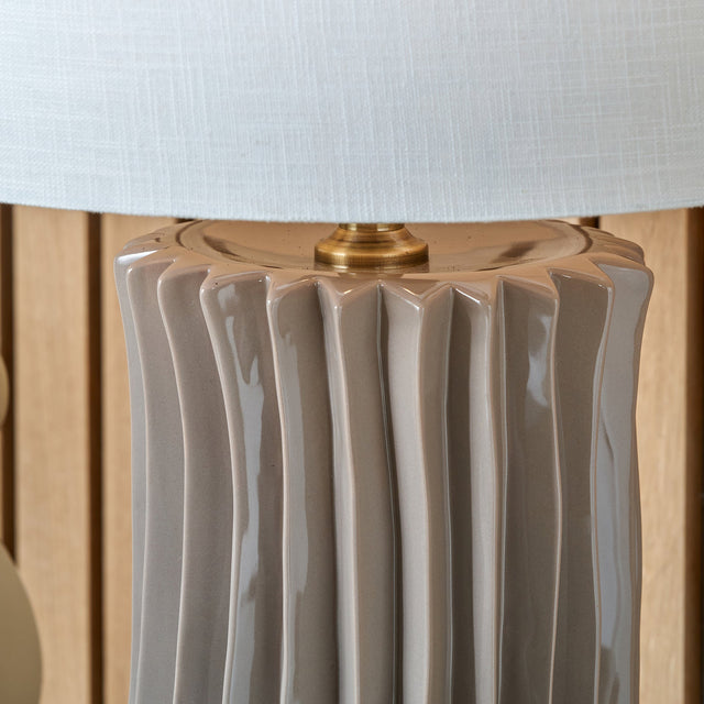 Delia Taupe Pleated Ceramic Table Lamp Base