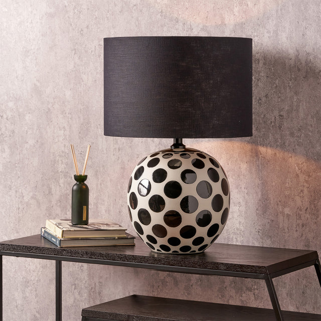 Peyton Black and White Polka Dot Ceramic Table Lamp Base
