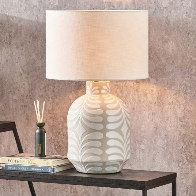 Talia Grey and White Ceramic Table Lamp Base