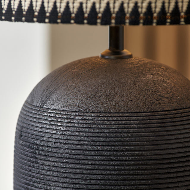 Marbois Black Engraved Wood Dome Table Lamp