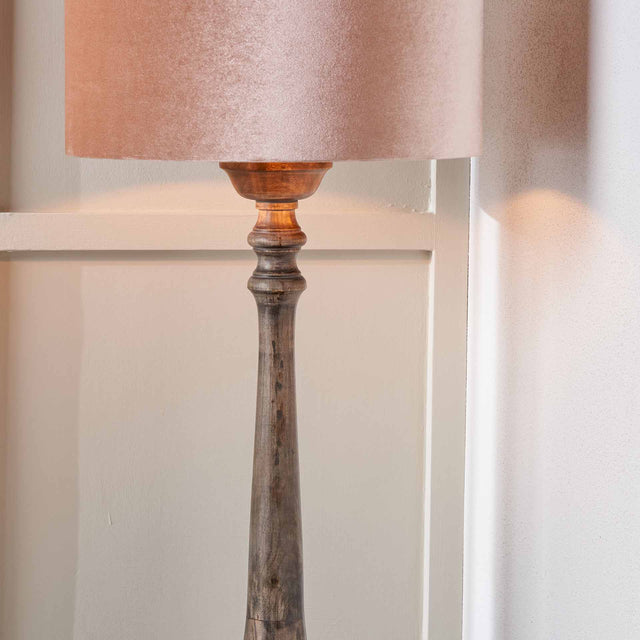 Cora Grey Wash Turned Mango Wood Floor Lamp Base