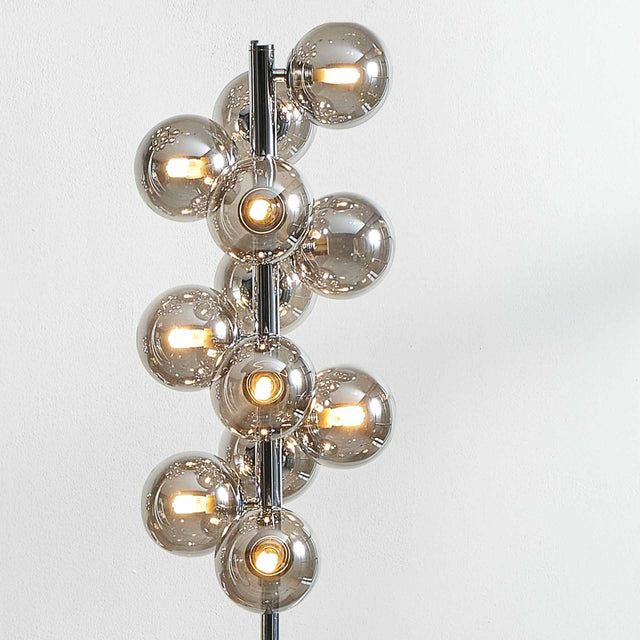 Arbus Smoke Glass Ball & Chrome Floor Lamp