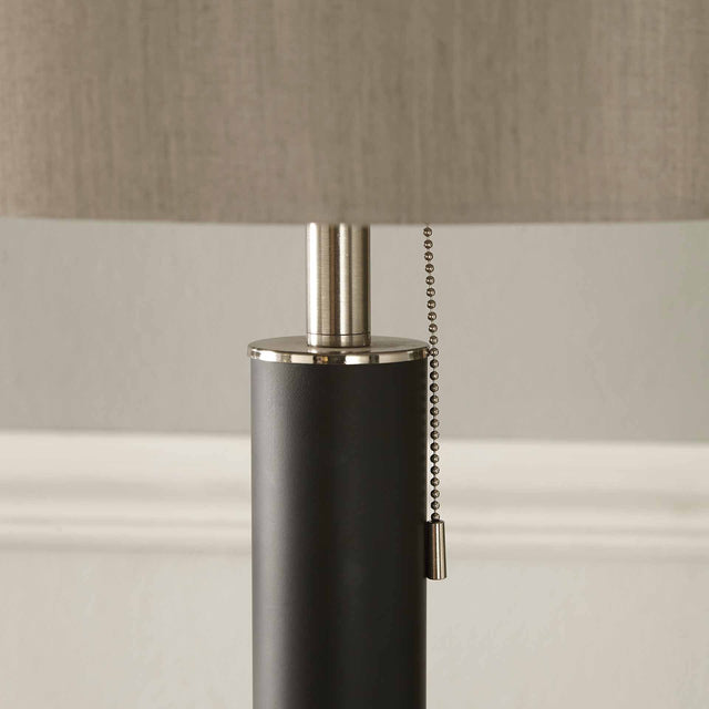 Jozef Brushed Silver and Matt Black Metal Floor Lamp