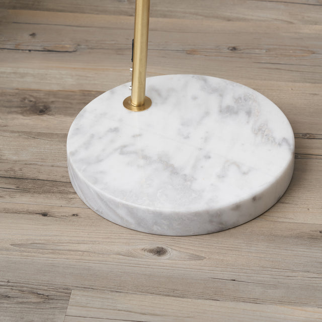 Olivier Brushed Brass Metal and White Marble Floor Lamp