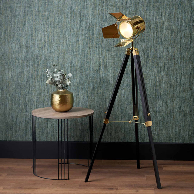 Bampton Gold and Black Tripod Floor Lamp