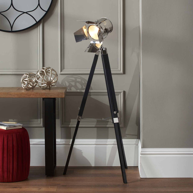 Bampton Silver and Black Tripod Floor Lamp