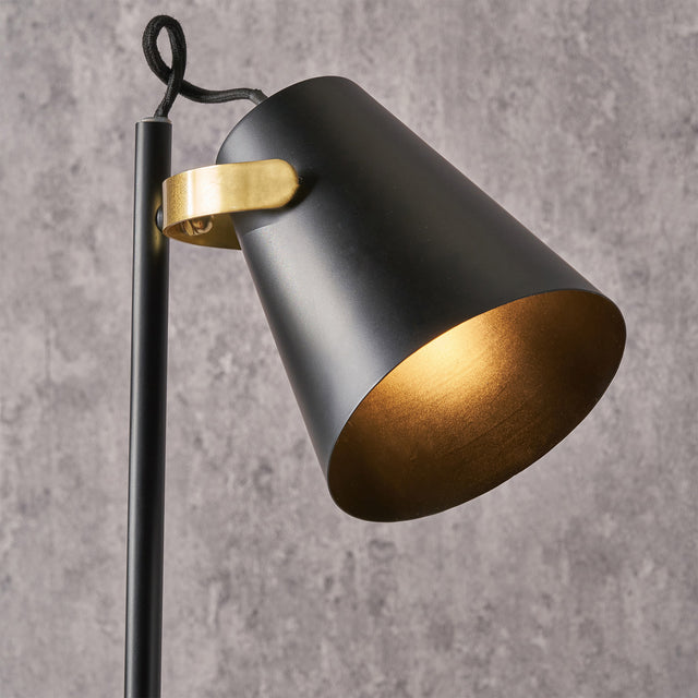 Maya Black and Brushed Brass Task Floor Lamp