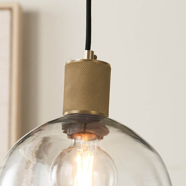 Maxwell Clear Glass with Antique Brass Fitting Elec Pendant