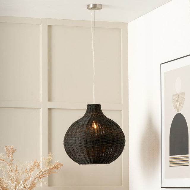 Liliana Black Rattan Pendant