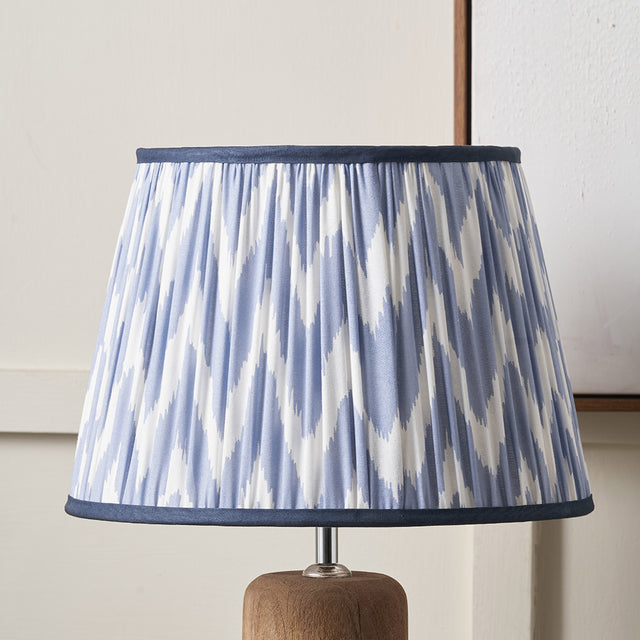 Kahlia Blue Chevron Patterned Mushroom Pleat Tapered Lampshade