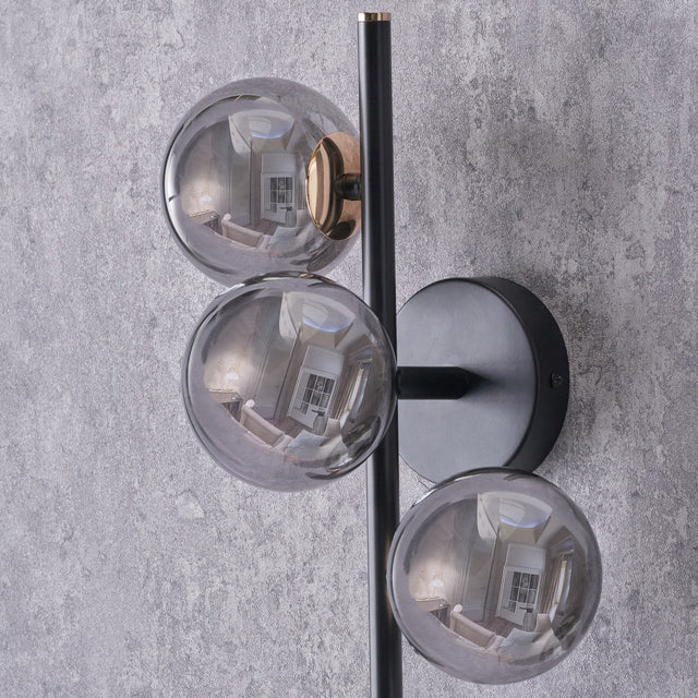 Cleo Smoke Glass and Black Wall Light