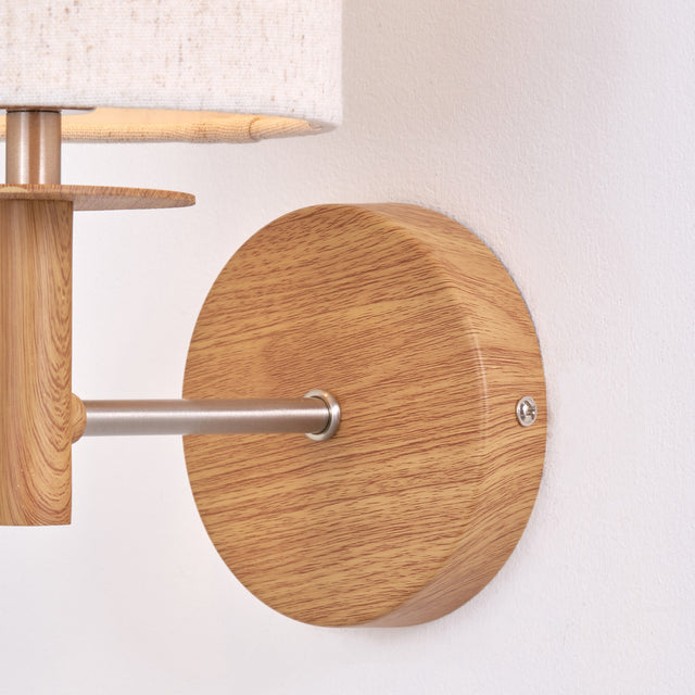 Benton Natural Veneer and Silver Metal Wall Light