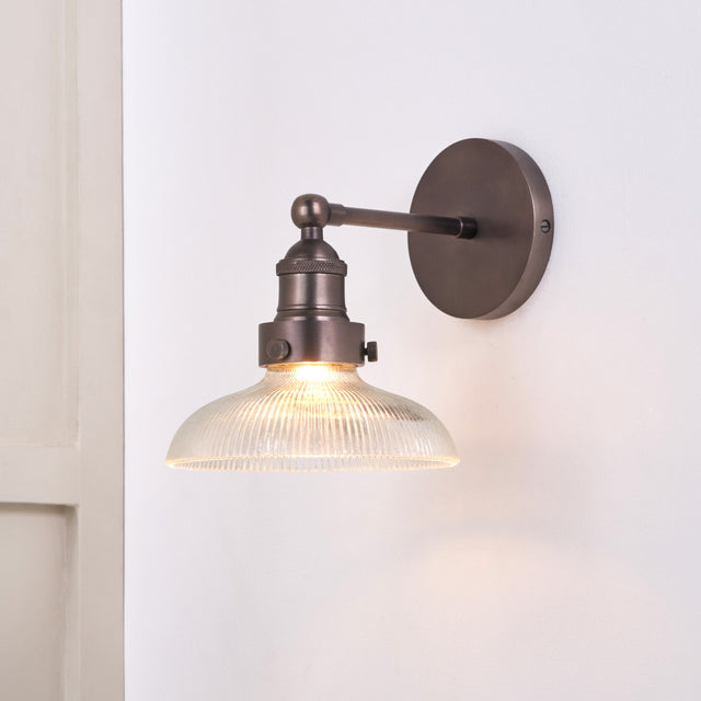Beckett Ribbed Glass with Antique Bronze Fitting Wall Light