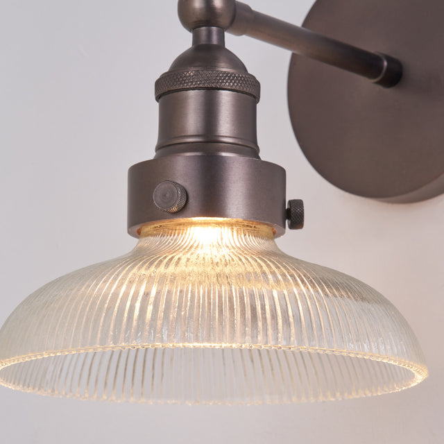 Beckett Ribbed Glass with Antique Bronze Fitting Wall Light