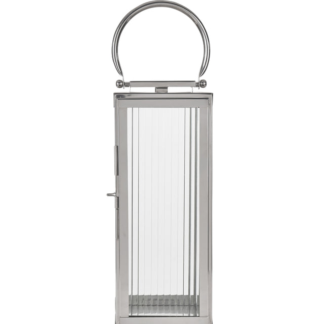 Riley Silver Ribbed Glass Small Lantern