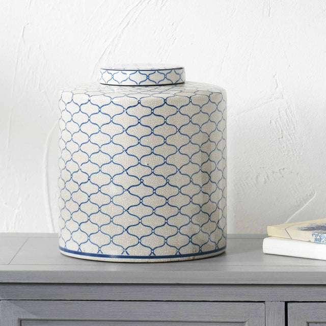Emeri Grey & Blue Ceramic Lidded Ginger Jar