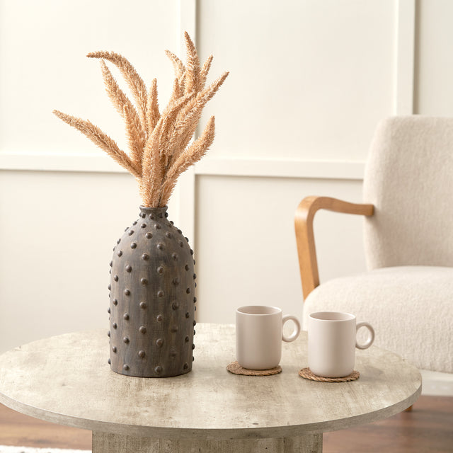 Kiara Textured Dot Grey Stoneware Vase