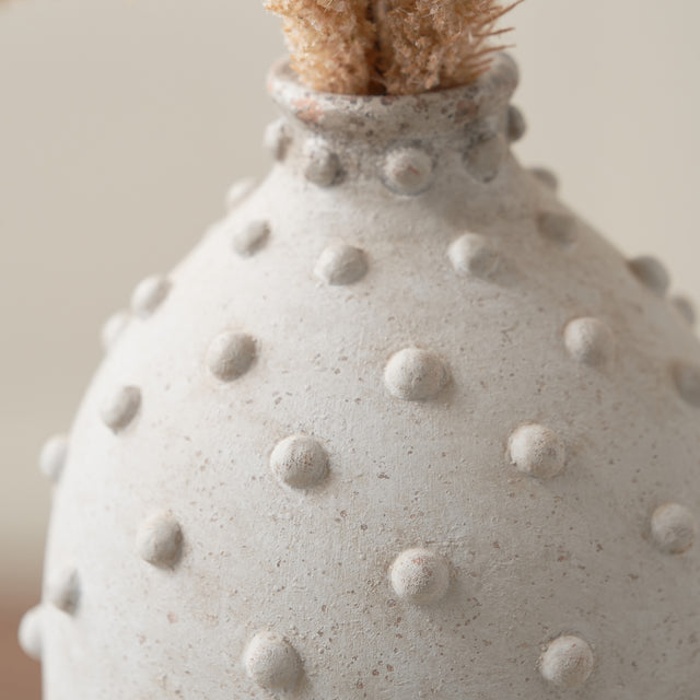 Kiara Textured Dot Light Grey Stoneware Vase