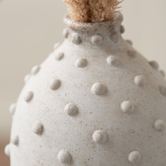 Kiara Textured Dot Light Grey Stoneware Vase