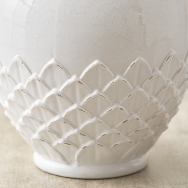 Aspen White Leaf Detail Stoneware Vase