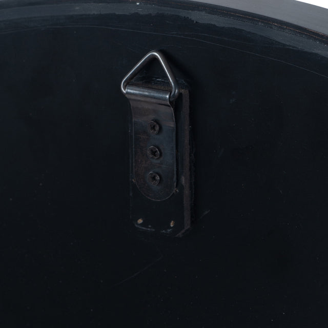 Addison Matt Black Wood Round Mirror w/Foxed Glass