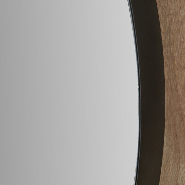 Koa Black Slim Frame Round Wall Mirror Small