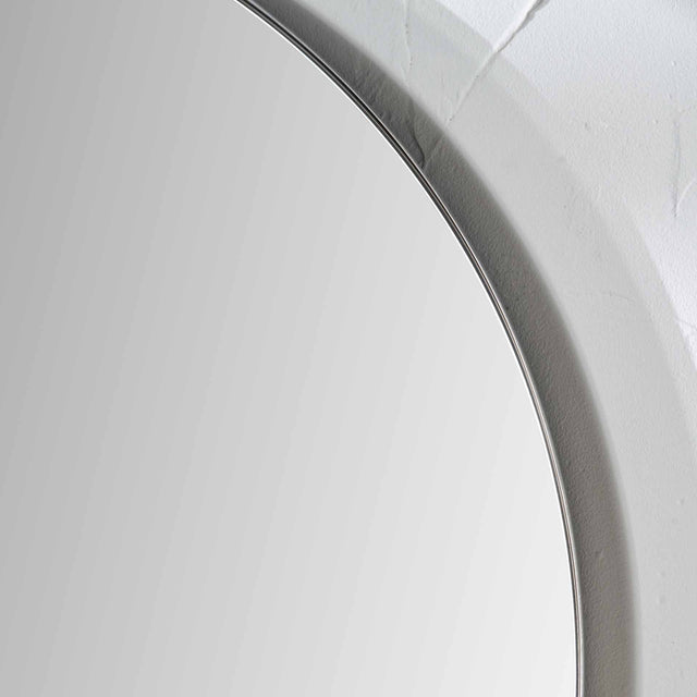 Koa Silver Slim Frame Round Wall Mirror Small