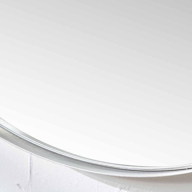 Koa Silver Slim Frame Round Wall Mirror Small