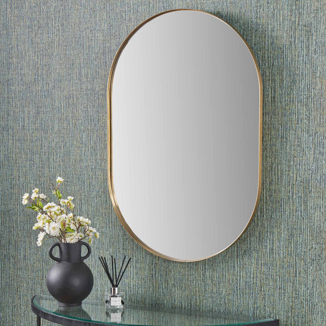 Calista Brushed Gold Oval Wall Mirror